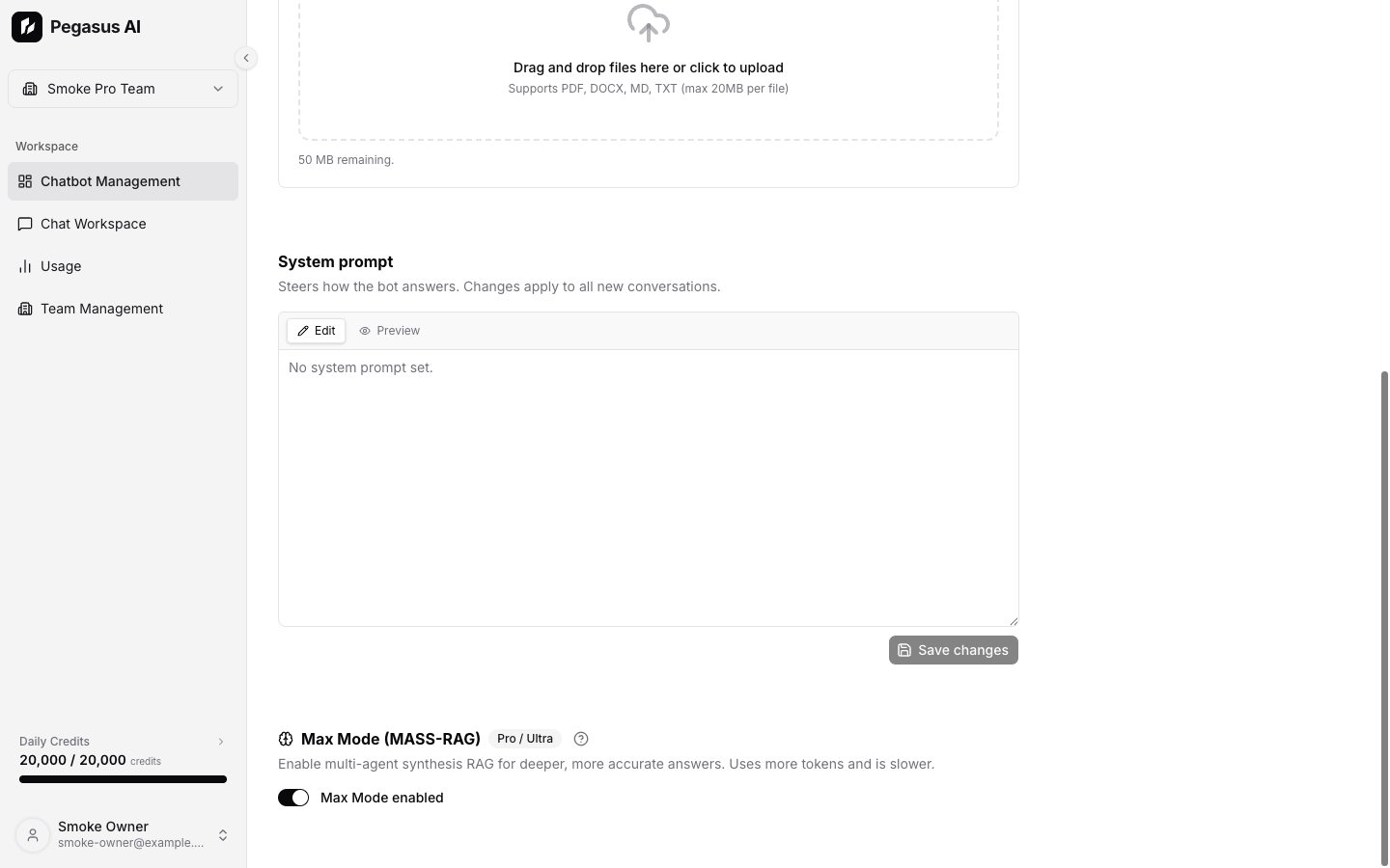 Max Mode toggle on bot Source settings